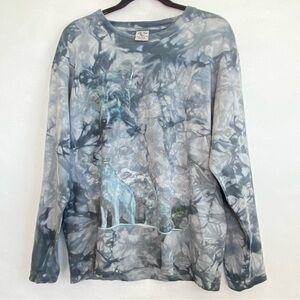 Back to Earth nature Men's Blue-Gray Tie-Dye Long Sleeve Shirt